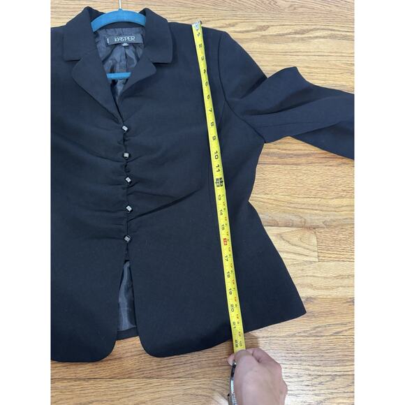 Kasper Black Suit Jacket Ruched Front Career Office Preppy Proffesional Sz 10p - Picture 10 of 11